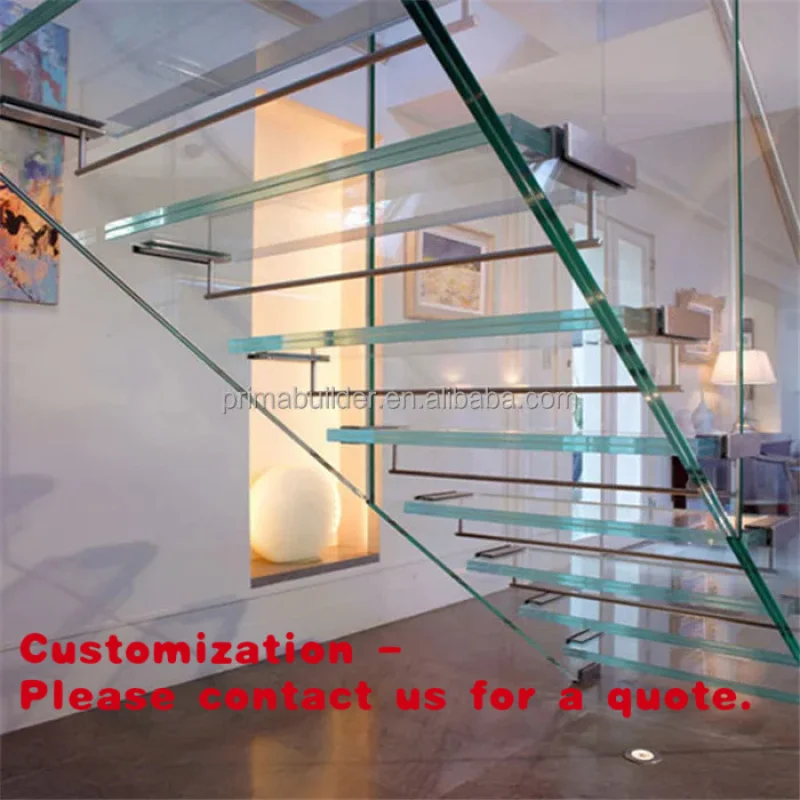 

Customize.Modern Fancy Floating Glass Attic Stairs Telescopic Steel Folding Ladder Hotel Application