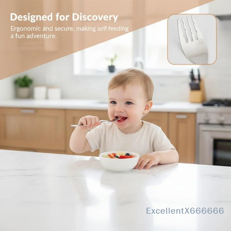 Compact Stainless Spoon And Fork Set For Kids Short Handles Ideas For Snacks Sweets Baby Supplementary Food Spoon