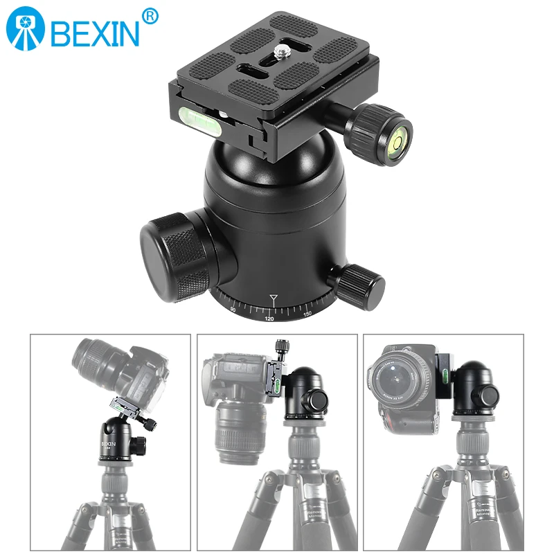 Cabeça de bola de tripé de câmera resistente com placa de sapata rápida cabeça panorâmica de 360 graus para monopé, slider, câmera dslr, filmadora