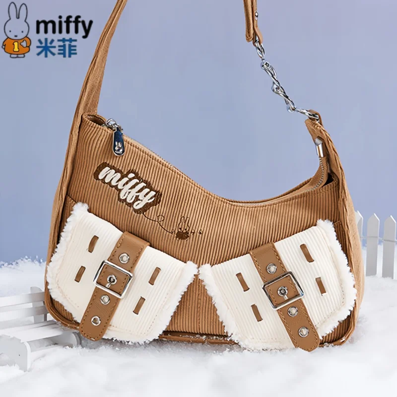 

В наличии: Новая сумка Miffy с отделением для ношения подмышкой, уникальной текстурой и модным сочетанием цветов, сумка через плечо.