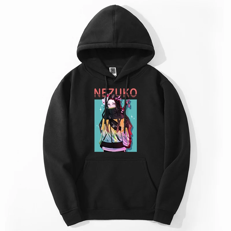 Demon Slayer seksowne Anime bluzy z kapturem męskie/damskie zimowe Tanjirou Manga bluzy Harajuku moda polar Streetwear Roupa Masculino