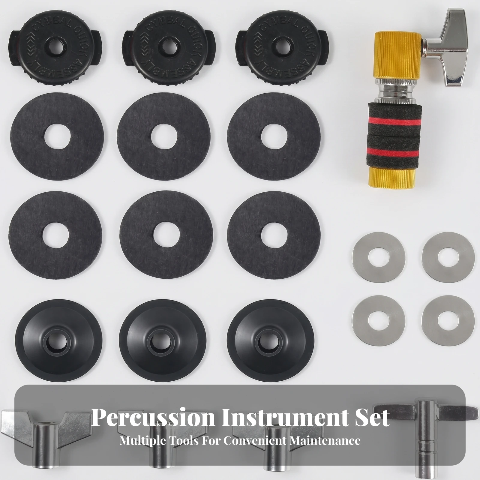 Cymbal Replacement Parts Set Noise Reduction Cymbal Hardware Kit Drum Accessory Kit Metal Washers Drum Hardware Parts Wing Nuts