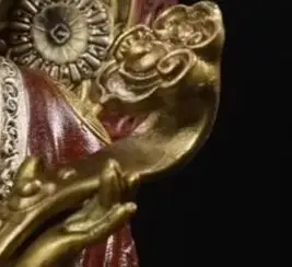 

13-дюймовая непальская народная бронзовая статуэтка старинного стиля, расписная, изображающая Великого Мастера Саньцин, Патриарха Лао Цзы, для зала поклонения предкам таоизма.