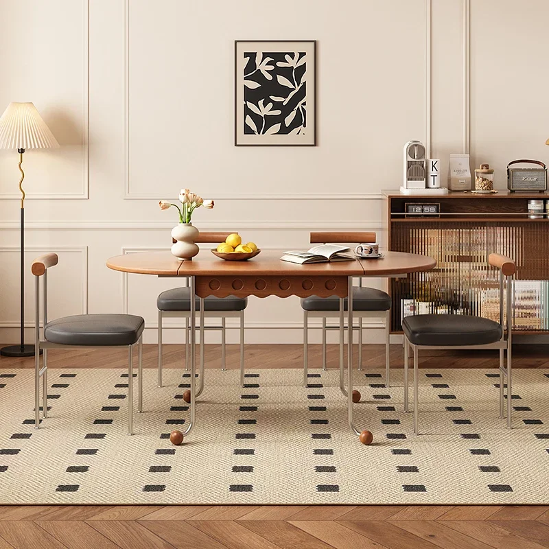 Simples mesa retrátil e cadeira combinação, medieval oval, dobrável