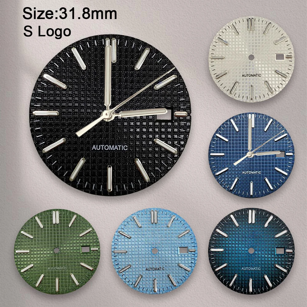 

New 31.8 mm S Logo Dial For NH35 Movement Green Luminous High-Quality Watch Modification Accessories