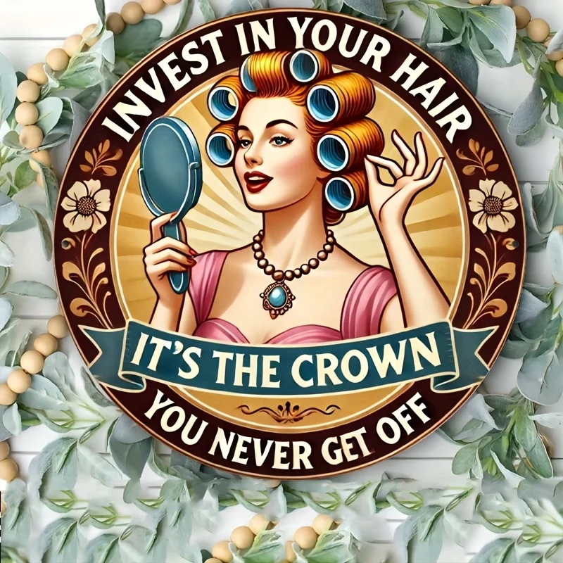 [2D Flat] 1pc 8 X 8 Inch (20 X 20 Cm) - 2D Vintage Round Metal Sign - for Cafes, Bars, Restaurants, Patios, Home Decor - Unique
