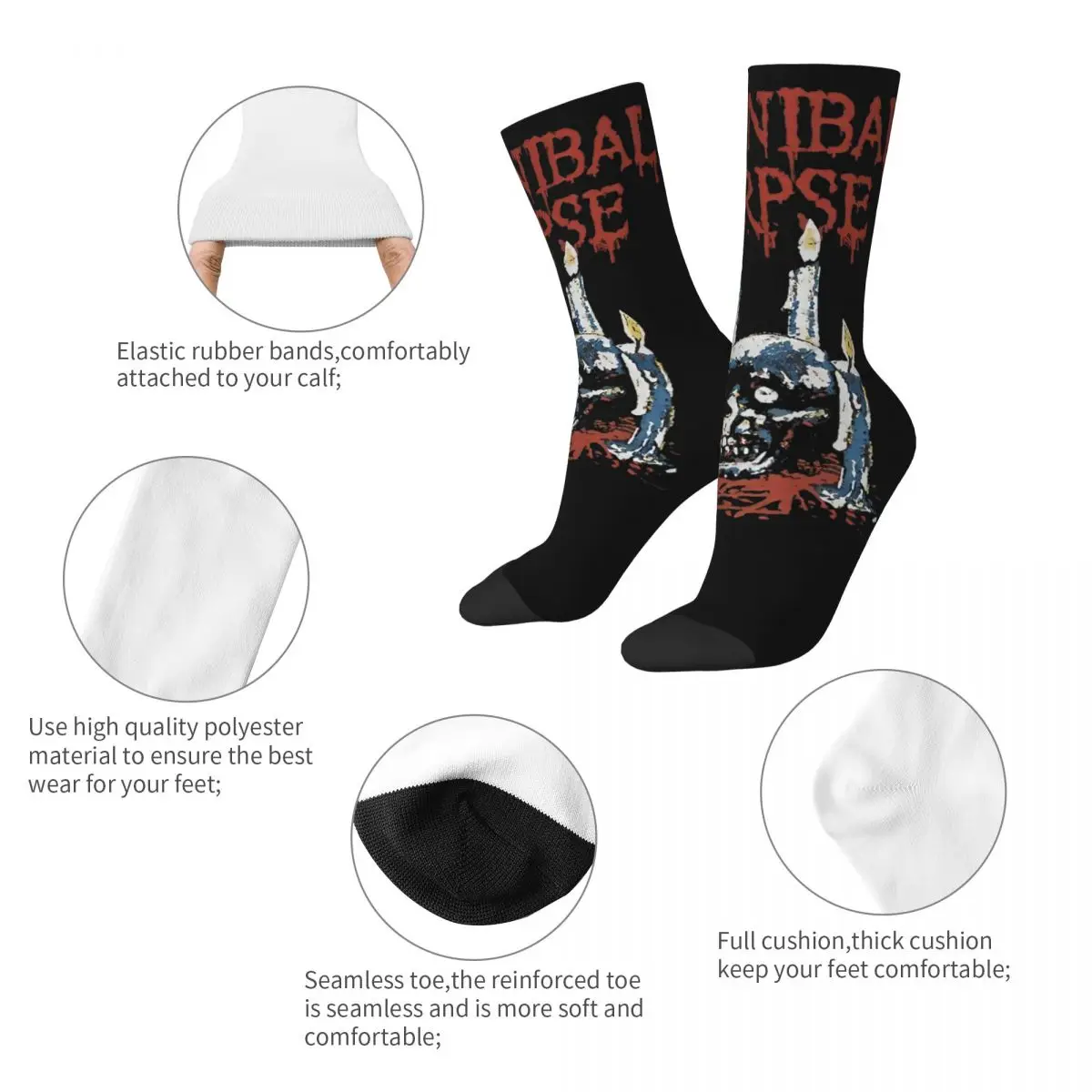 Winter Warm Casual Unisex Cannibal Corpse Ritual Candles Socks Non-slip Middle Tube Socks