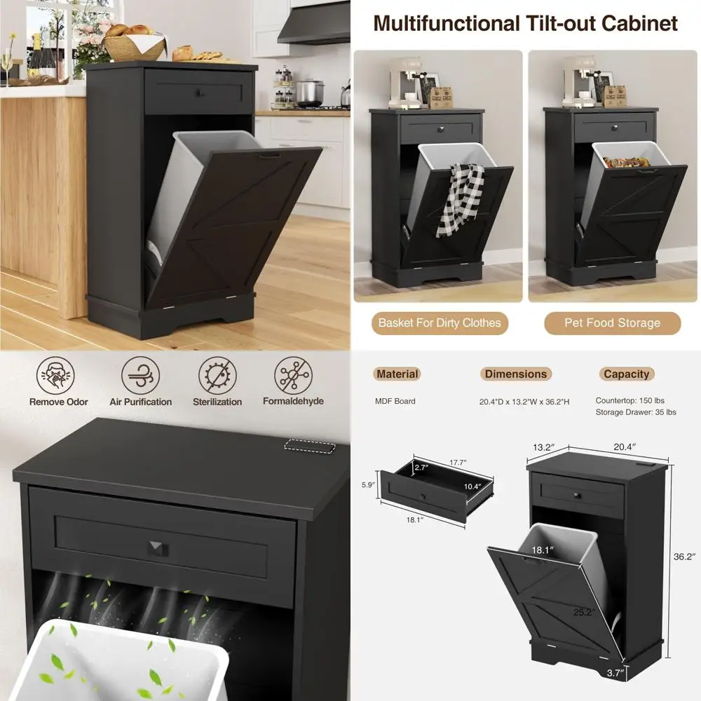 

10-галлонный наклонный шкаф для мусора с защитой от собак и функциями контроля запаха.