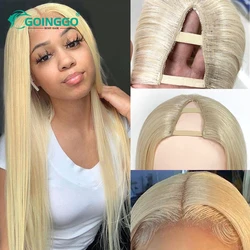 V Part Human Hair Wig Straight 180 Density Natural Brazilian Hair 613 Blonde V Shape Wig Human Hair Long Wigs 14-28inch