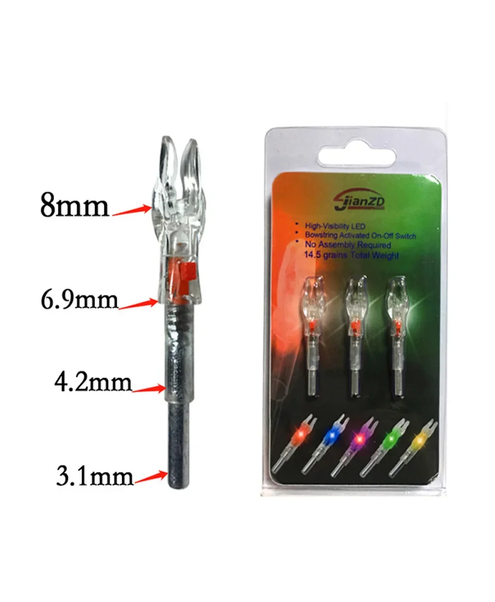 3pcs ID 4.2 mm Arrow Shaft Bow Archery Hunting LED Nock Lighted Luminous arrow Tail Blowgun Soft tip darts Katapult Bows Sapan