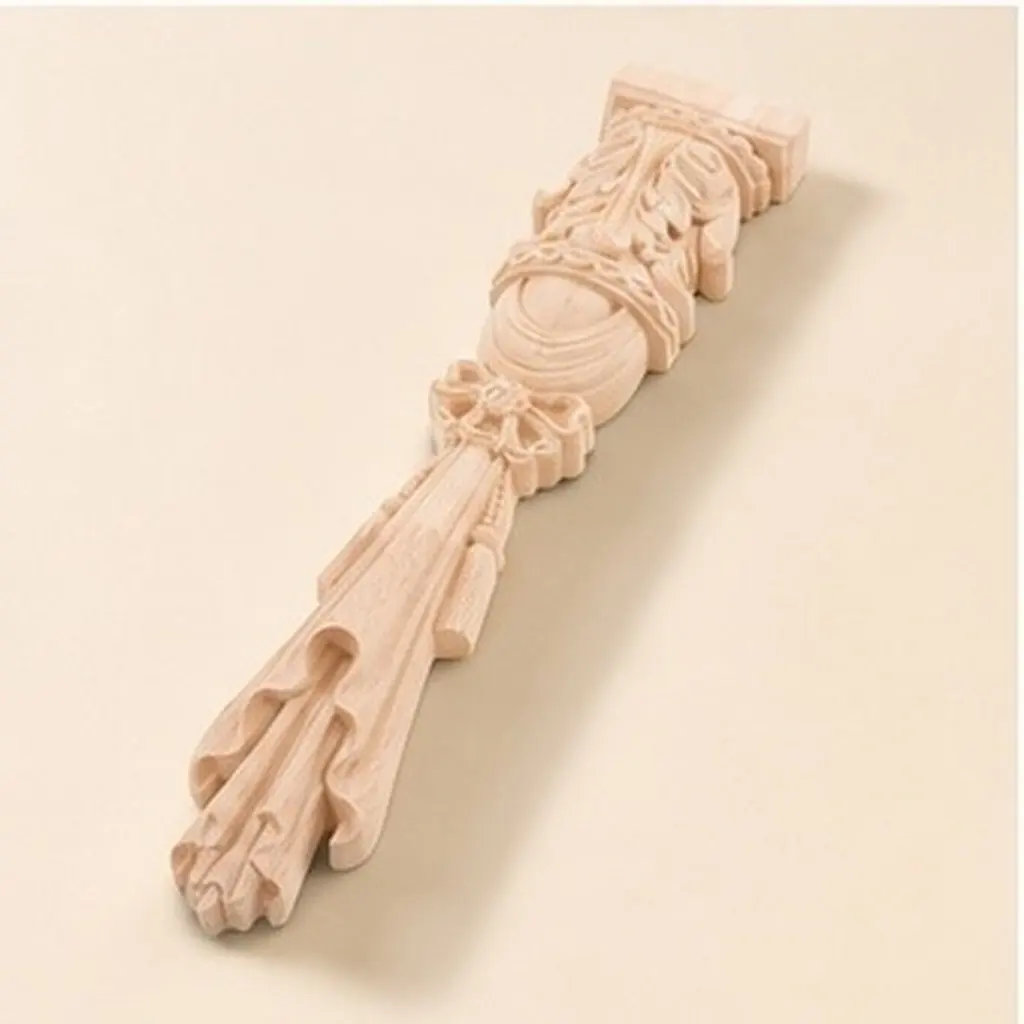 Wooden Carved Applique Unpainted Furniture Onlay for Cabinet Door Trim Decorative Wood Decoration Retro Furniture Applique