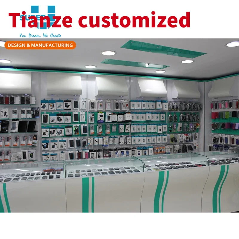 (Customized) Mobile Phone Accessory Counter Cell Phone Accessories Store Counter Display Stand Mobile Counter Design