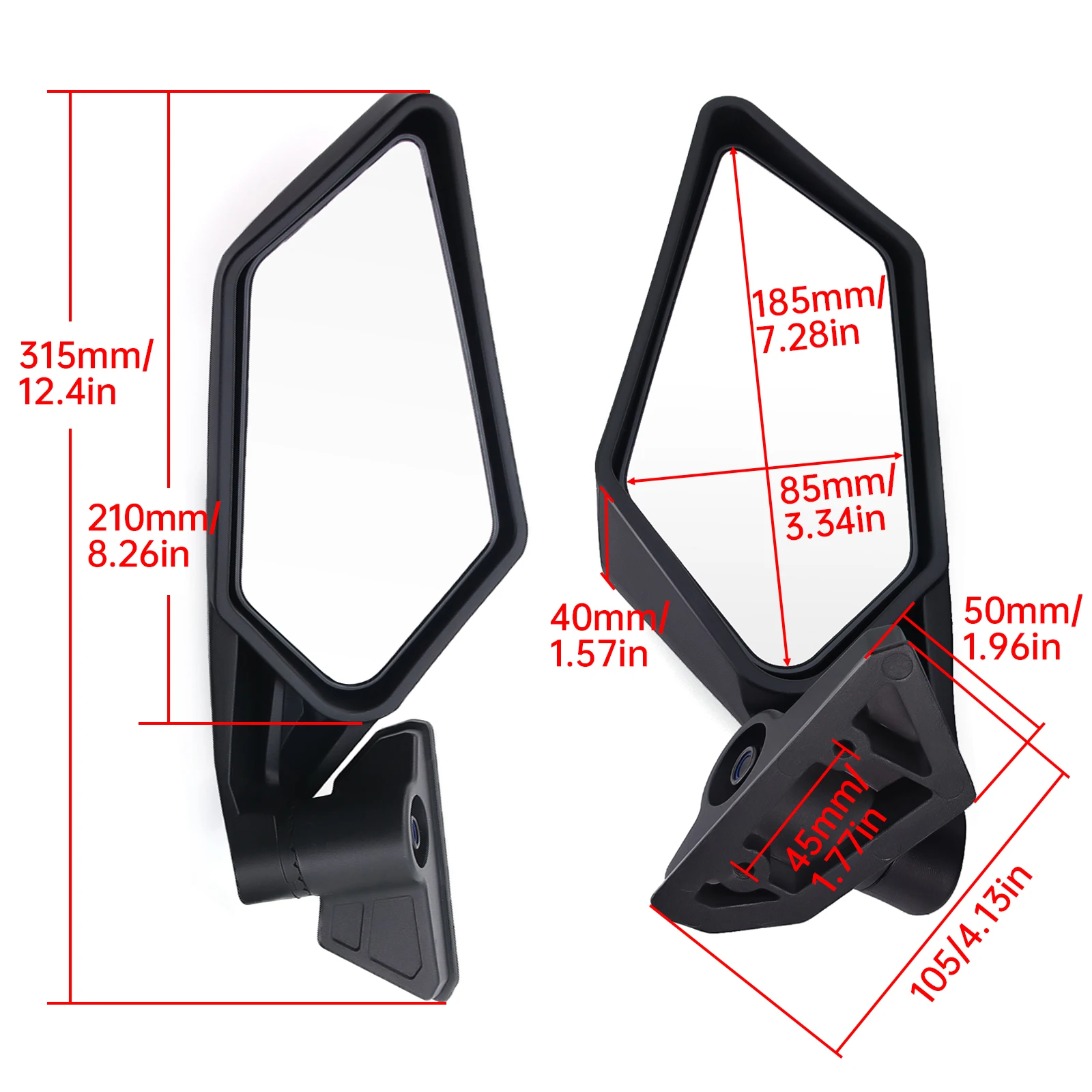 2Pcs UTV Rearview Side View Mirrors Adjustable For Can Am Maverick X3 Max Turbo R 2017-2022 Accessories