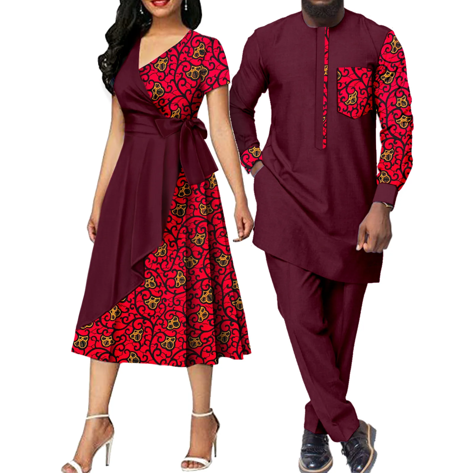 PCT & ALP-Vêtements de couple africains pour femmes et hommes, tenues assorties, ensembles de pantalons, robes de mariage Dashiki