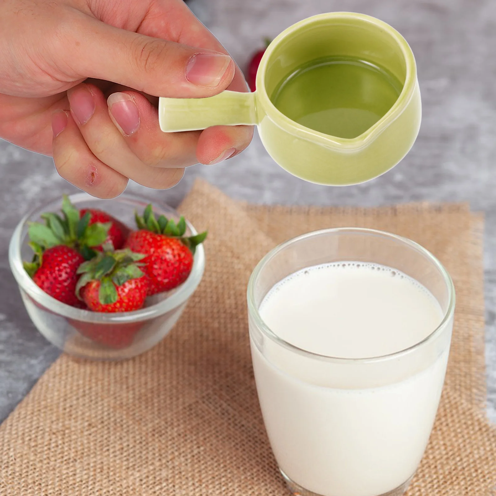 

60Ml Small Milk Pitcher Ceramic Handle Sauce Bowl for Dipping Condiment Appetizer Plate Creamer Seasoning Cup Coffee Shop