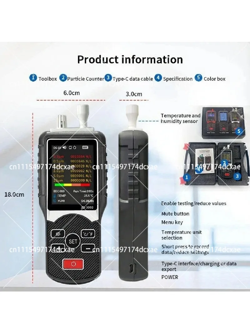 6 Channel Particle Counter Air Quality Monitor Meter for Indoor Outdoor Dust PM Tester