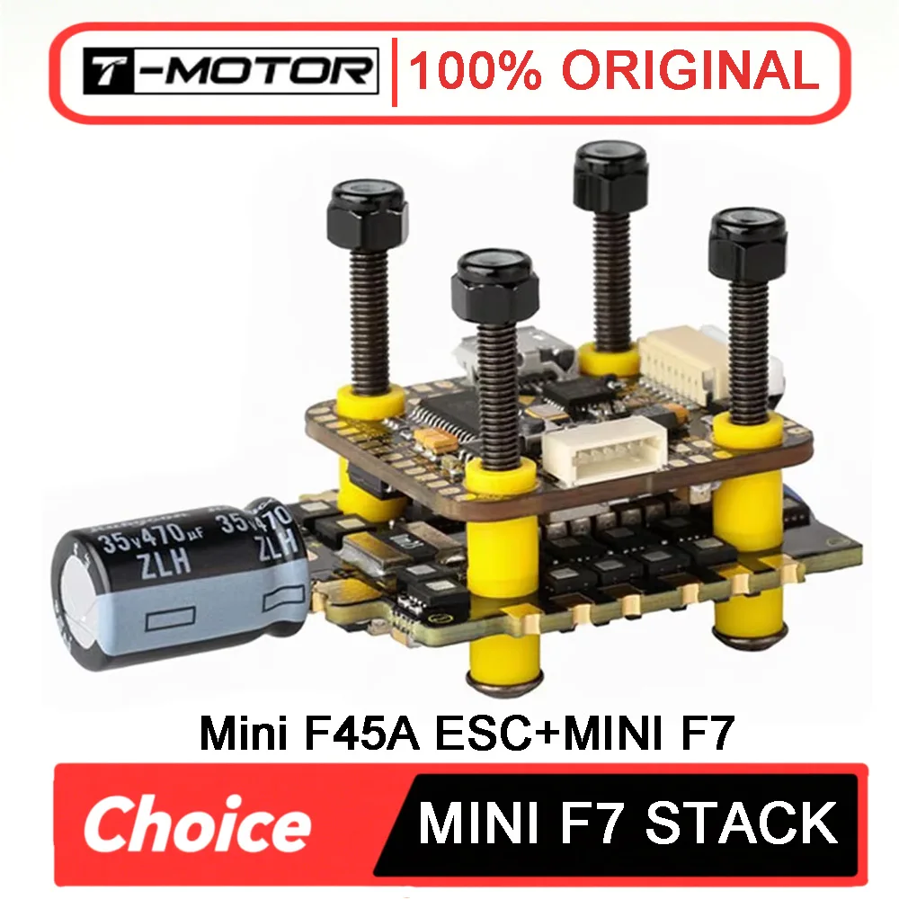 

T-Motor MINI F7 Stack FC+ESC - BMI270 OSD 3-6S BLHeli32 4in1 DShot600 W/F45A for RC FPV Drones