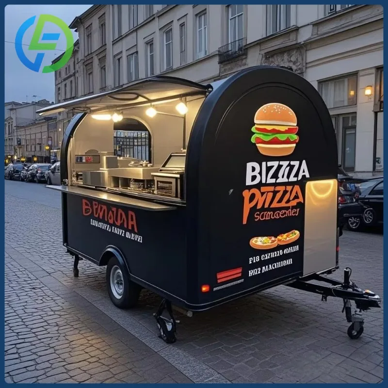 2025 تصميم جديد متنقل من الفولاذ المقاوم للصدأ مستدير للبيع عربة بيع القهوة مقطورة الطعام