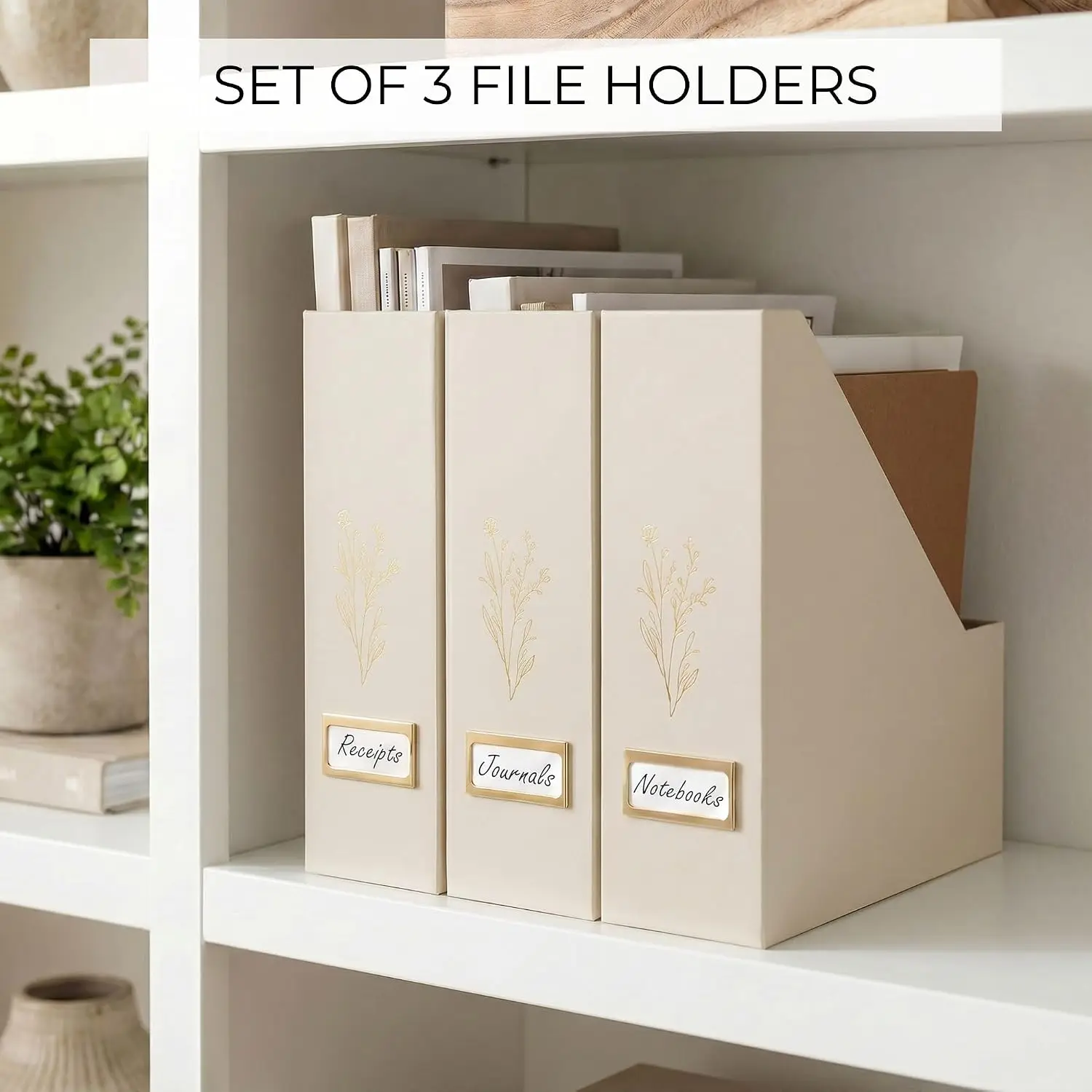 Magazine Holder Set of 3 - Sturdy File Organizer for Desk Shelves - Office Storage for Paperwork, Files, Magazines, Books view 6