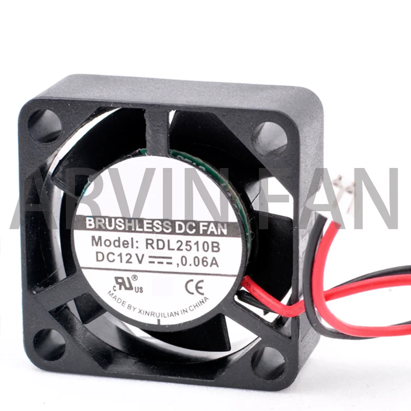 Brand New Original RDL2510B 2.5cm 25mm Fan 25x25x10mm DC12V 0.06A 2 Wires 2 Ball Bearings Miniature Cooling Fan