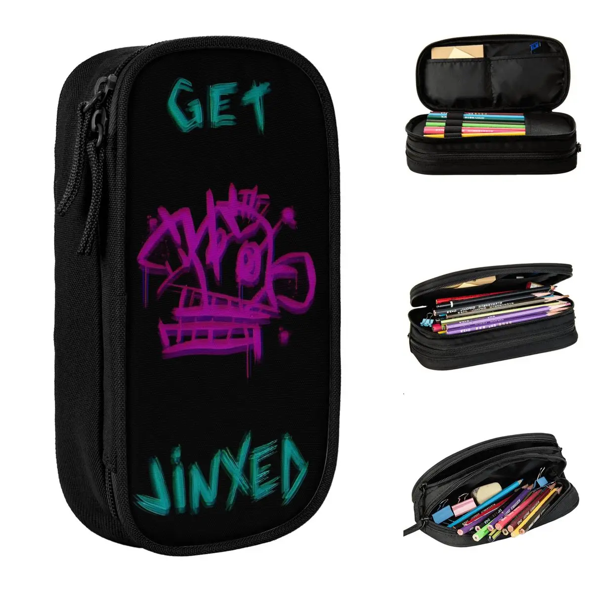 Arcane Jinx Graffiti Pencil Cases Classic Anime Pen Box Bag Student Large Storage School Supplies Cosmetic Pencilcases