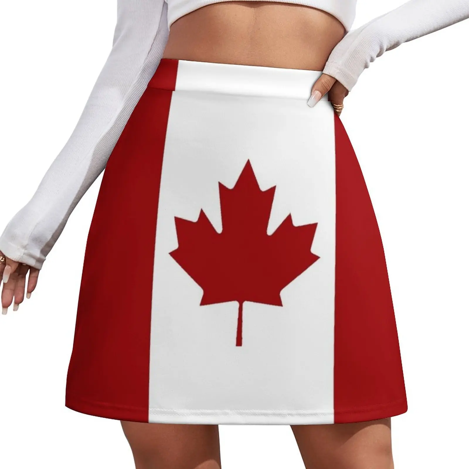 Canada: Canadian Flag (Red & White) Mini Skirt Woman skirt Skirt shorts korean women's clothes Mini