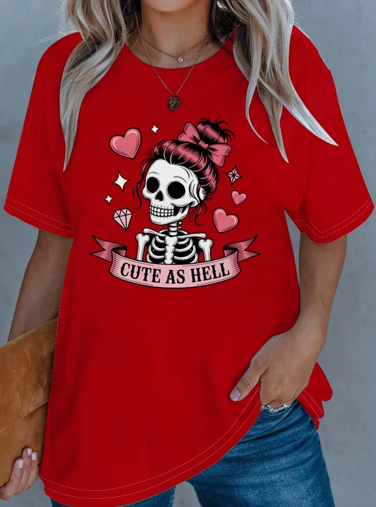 

Plus Size Adorable Skull Girl With Bow And Hearts Edgy Yet Cute Fashion Piece
