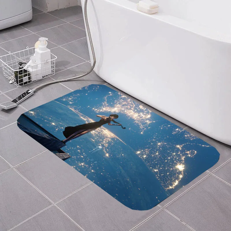 Cartoon starry sky printed foot mat home decoration bathroom rug non slip shower mat kitchen absorbent floor carpet