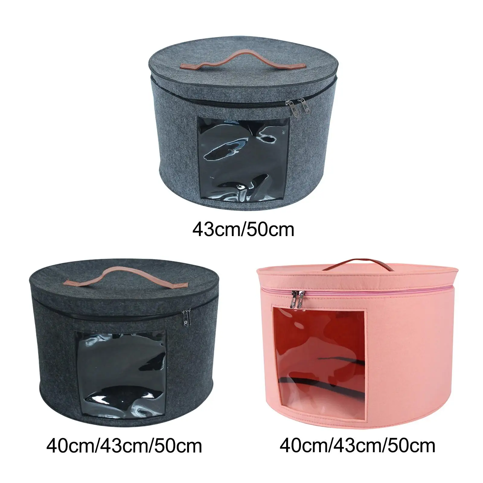 Hat Box Large Capacity Foldable Dust-Proof Hat Storage Bag with Visible Window for Man Women Hat Travel Home Dorm Storage