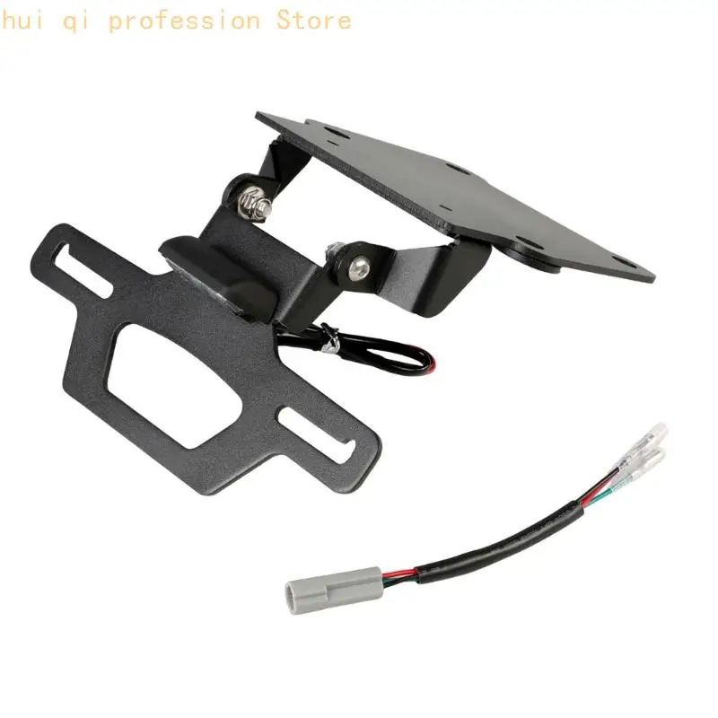 White LED Motorcycle Plate Mount for XTZ07/XTZ700 Tenere 2019-2025, Aluminum Tail Tidy with Hinged Bracket and Two Wire
