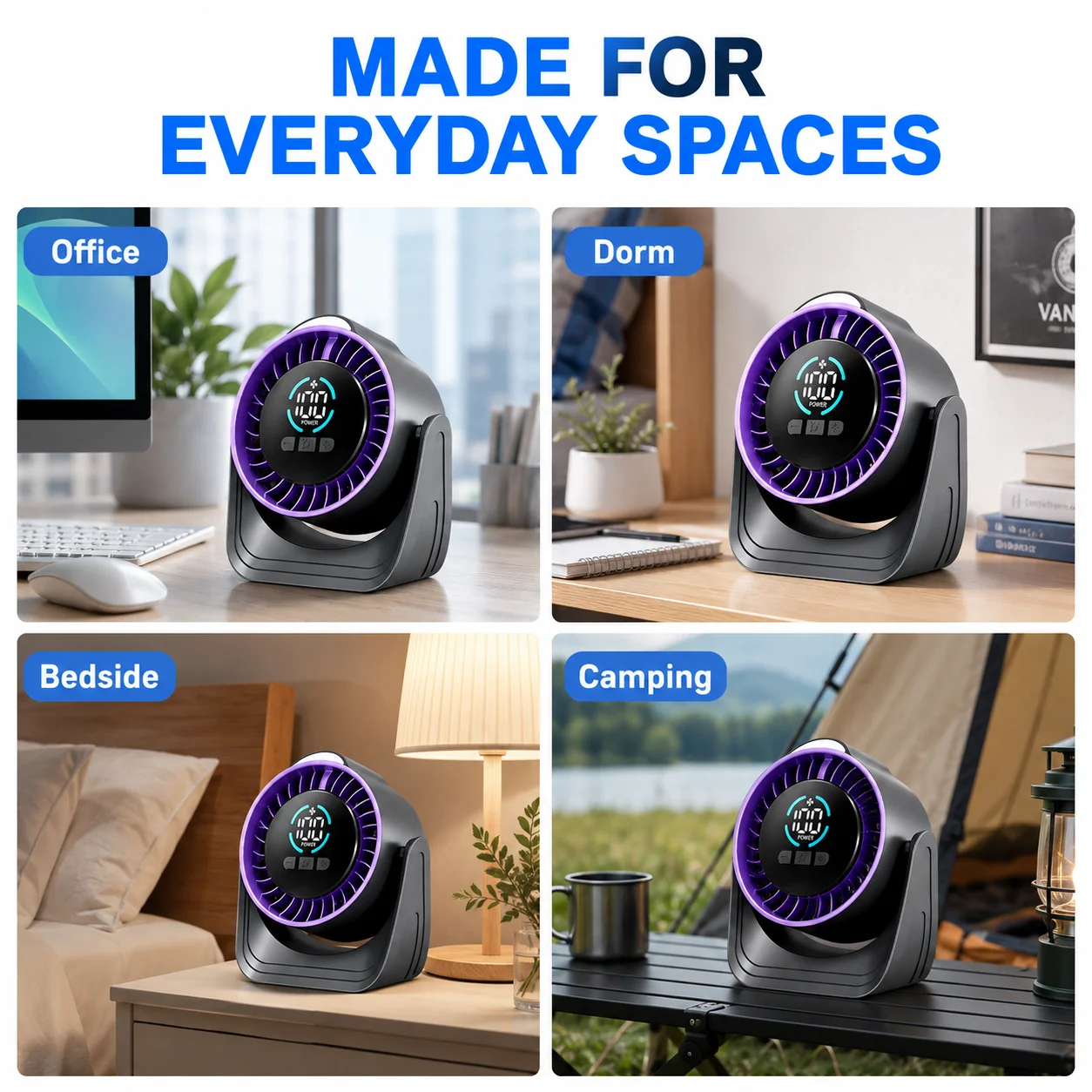 USB Circulation Fan 3D Natural Forest Wind 10M Long Distance Wind Ambient Night Light Low Noise Anti Slip Base ABS Shell Household Air Cooler