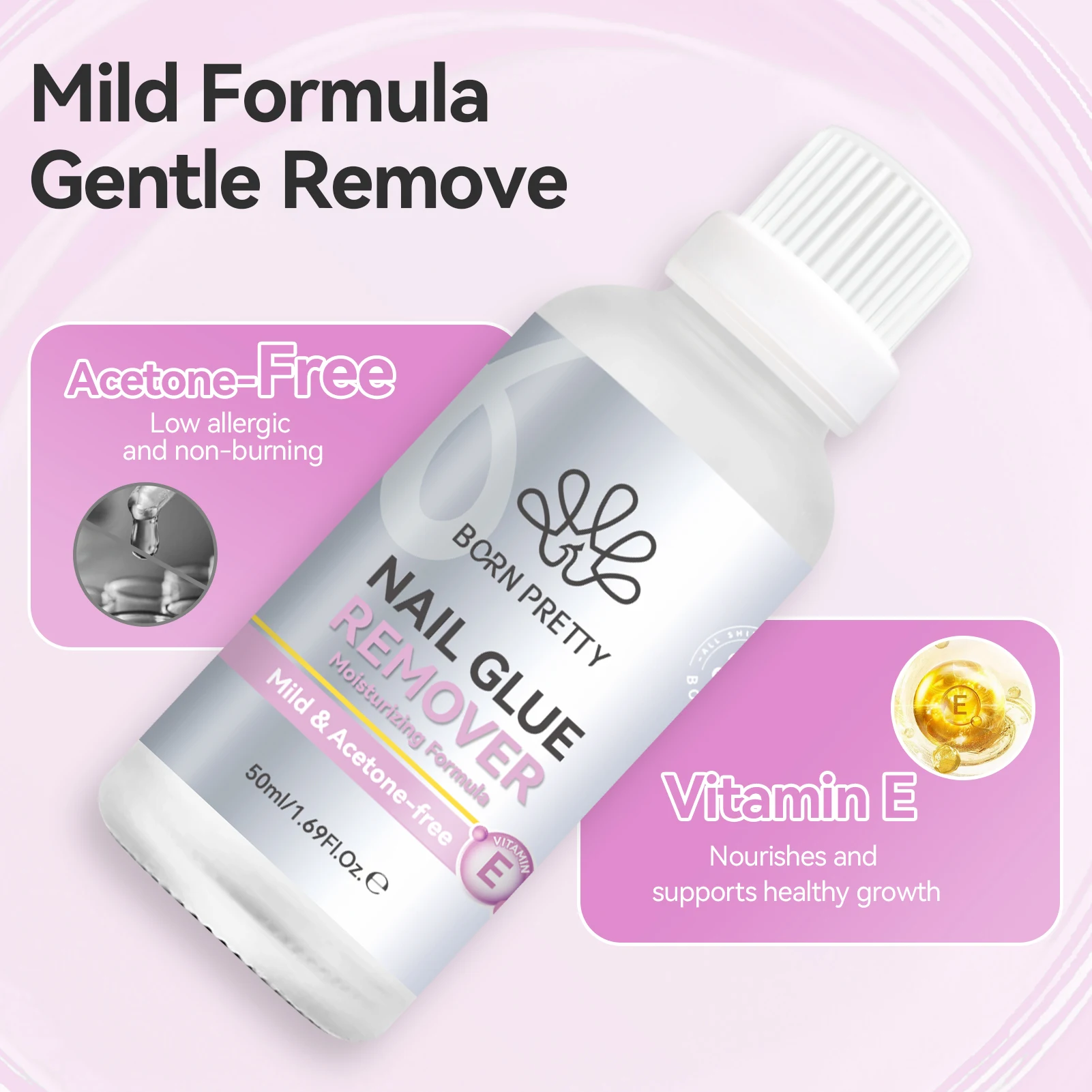 جل مزيل غراء الأظافر BORN PRETTY 50 مللي/60 مللي جل مزيل طلاء الأظافر والسحري بسهولة للأظافر المزيفة وأحجار الراين