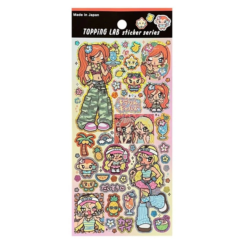 1pcs New Cartoon Y2k Girl Glitter Sticker Journal Handbook Scrapbook Diy Phone Case Material Cute Decoration Sticker Gift