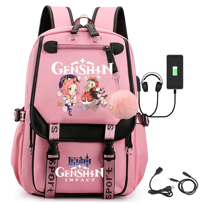 Cross-border casual backpack creative pattern Genshin Impact travel bag student school bag