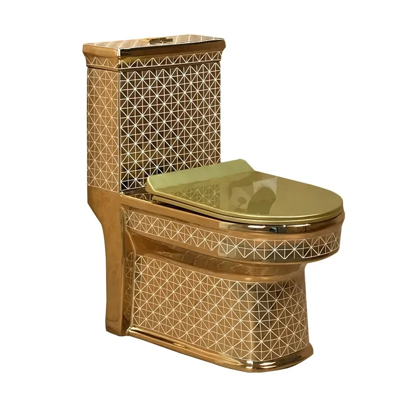Gold toilet electroplated gold color gold toilet non-fading siphon
