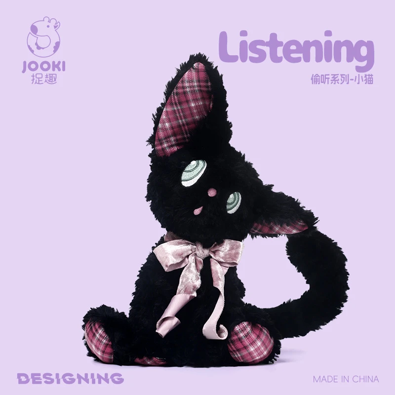 40cm preto e branco luar série gato brinquedo de pelúcia grande arco gatinho boneca de pelúcia boneca de pelúcia romântico presente do feriado presente da menina