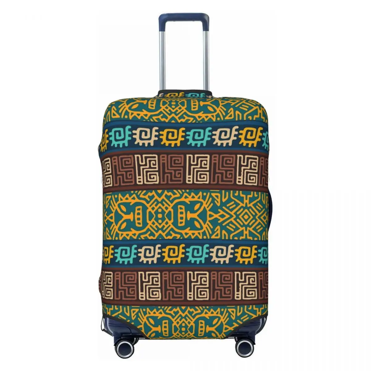 

Синий Анкара, грязевая ткань, чехол для чемодана с африканским узором, моющиеся чехлы для багажа в стиле африканского этнического искусства для 18-32 дюймов