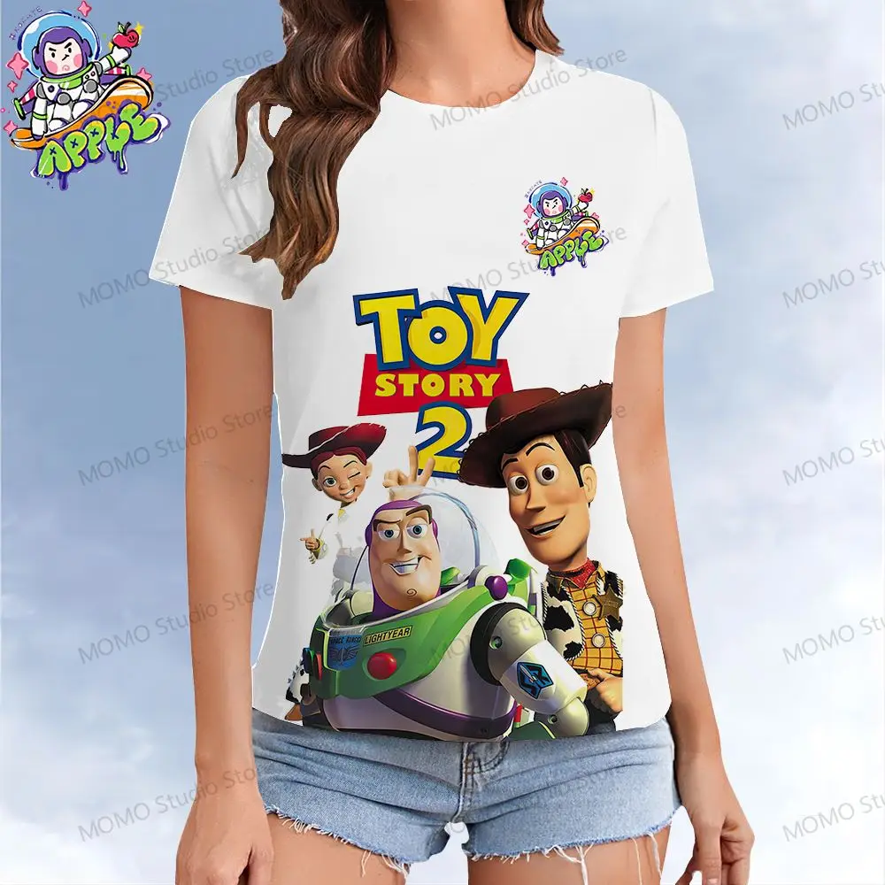 Disney Toy Story Women's T-shirt Buzz Lightyear 2024 Short Sleeve Tee Y2k O Neck Street Wear Summer Leisure XS-3XL T-shirts Top