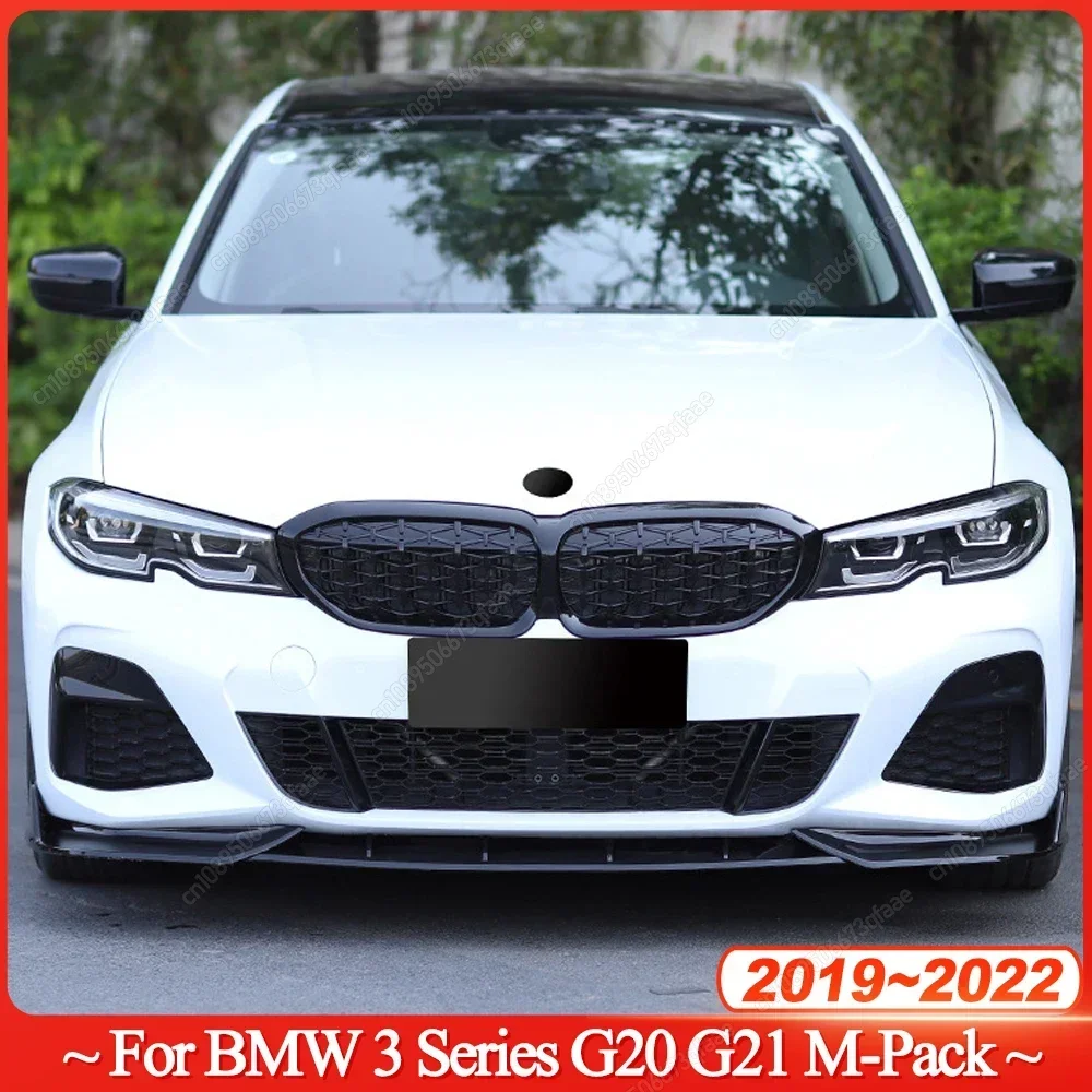 Car Front Lower Bumper Lip Spoiler Splitter For BMW 3 Series G20 G21 320i 330i 318i M-Pack 2019-2022 Body Kit Tuning Gloss Black