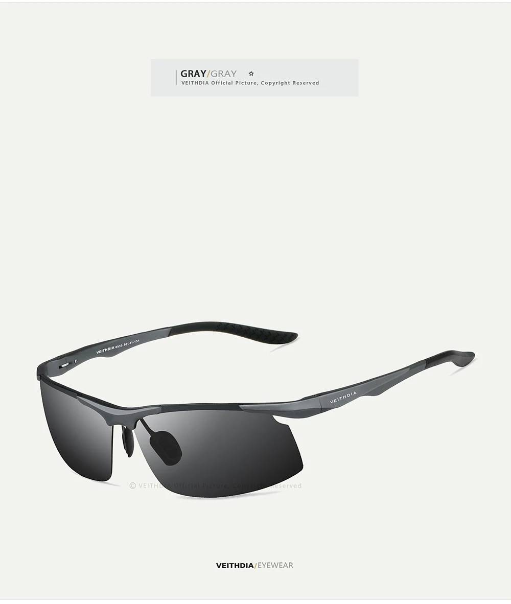 VEITHDIA Herren-Sonnenbrille für den Außenbereich, polarisiert, UV400-Linse, rechteckig, randlos, zum Fahren, Angeln, Sonnenbrille, Sportbrille für Männer, 6535 – Detail 21