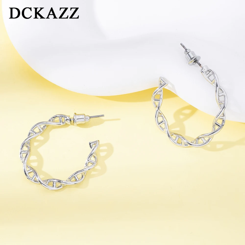 DCKAZZ Round DNA Stud Earrings Luxury French Style Exaggerated Exquisite Casual Office Commuting Women Jewelry Accessories Gift