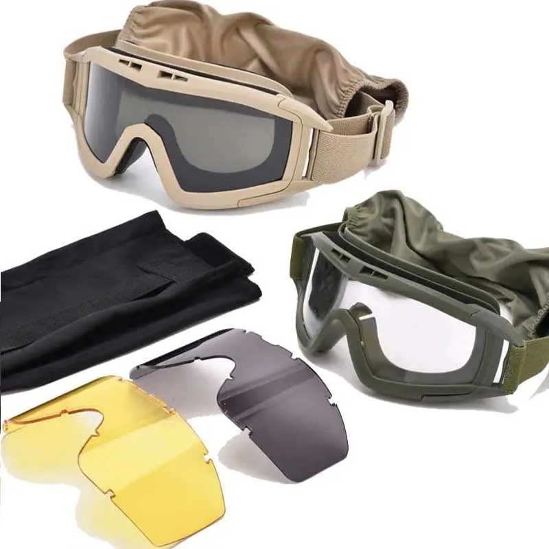 Outdoor Cycling Sports Windproof Ultraviolet Sunglasses Tactical Glasses Military Goggles Air Gun Color Bullet Shooting Goggles