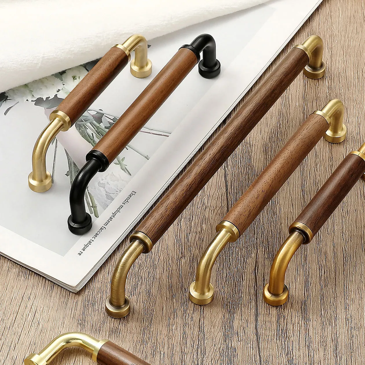 Walnut Wooden Wine Cabinets Handles Retro Kitchen Cupboard Door Pulls Antique Wardrobe Handles Zinc Alloy Furniture Hardware