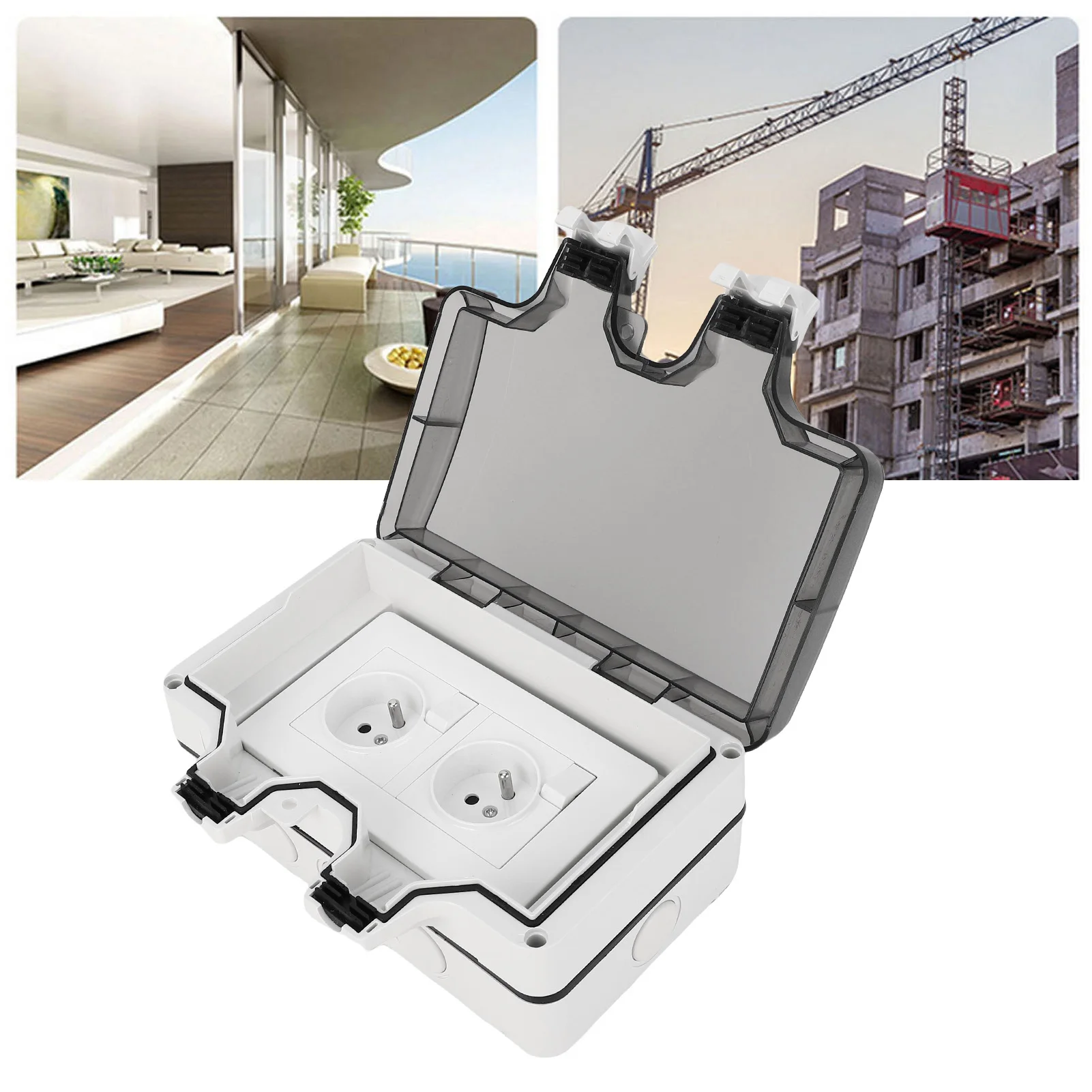 

Непромокаемая уличная розетка Открытая непромокаемая розетка Французские стандартные двойные розетки с силовыми аксессуарами 250 В 16 А