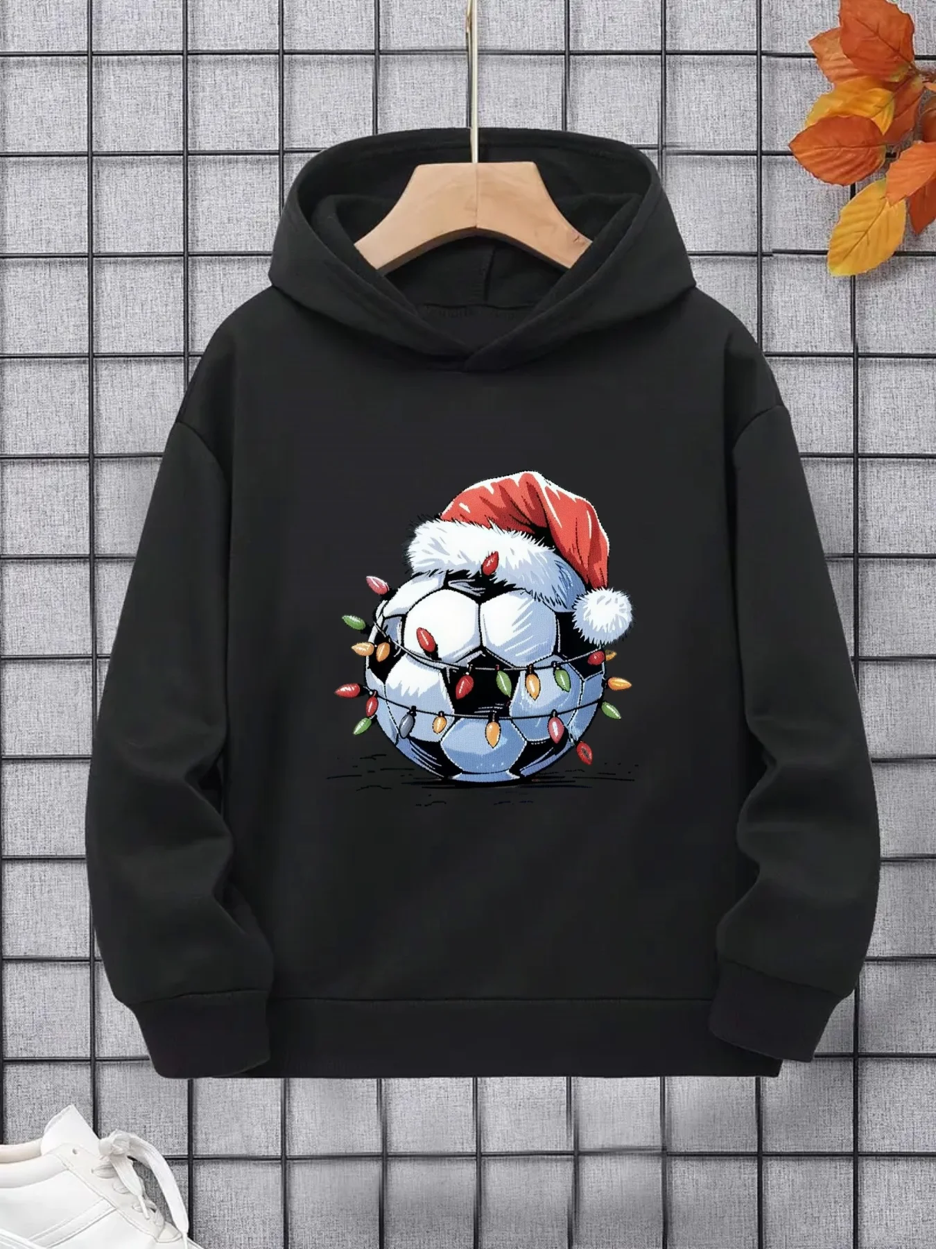 2025 New Youth Christmas Sweatshirt Top Jacket Boys' Autumn Winter Sweatshirt Hoodie, Autumn Winter Warm Long Sleeve Hooded