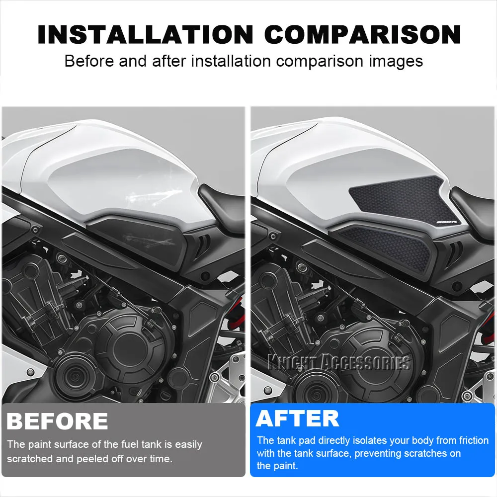 Motorcycle Anti-slip Tank Pad Sticker Knee Grip Protection Decals Accessories Waterproof For CB650R CBR650R CB 650R 2019-2026