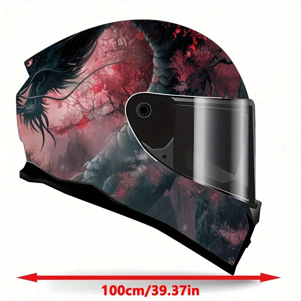 Artistic intense fantasy black dragon Full helmet Wrap Sticker Motorcycle helmet Racing graphic Decal Vinyl wrap helmet decal