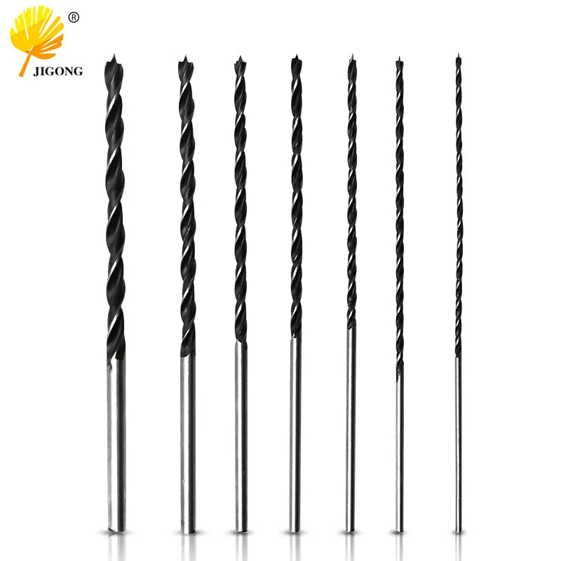 7 sets of 300mm extended three-pointed woodworking drills, hanging bags with centering woodworking openers 4-12mm woodworking dr