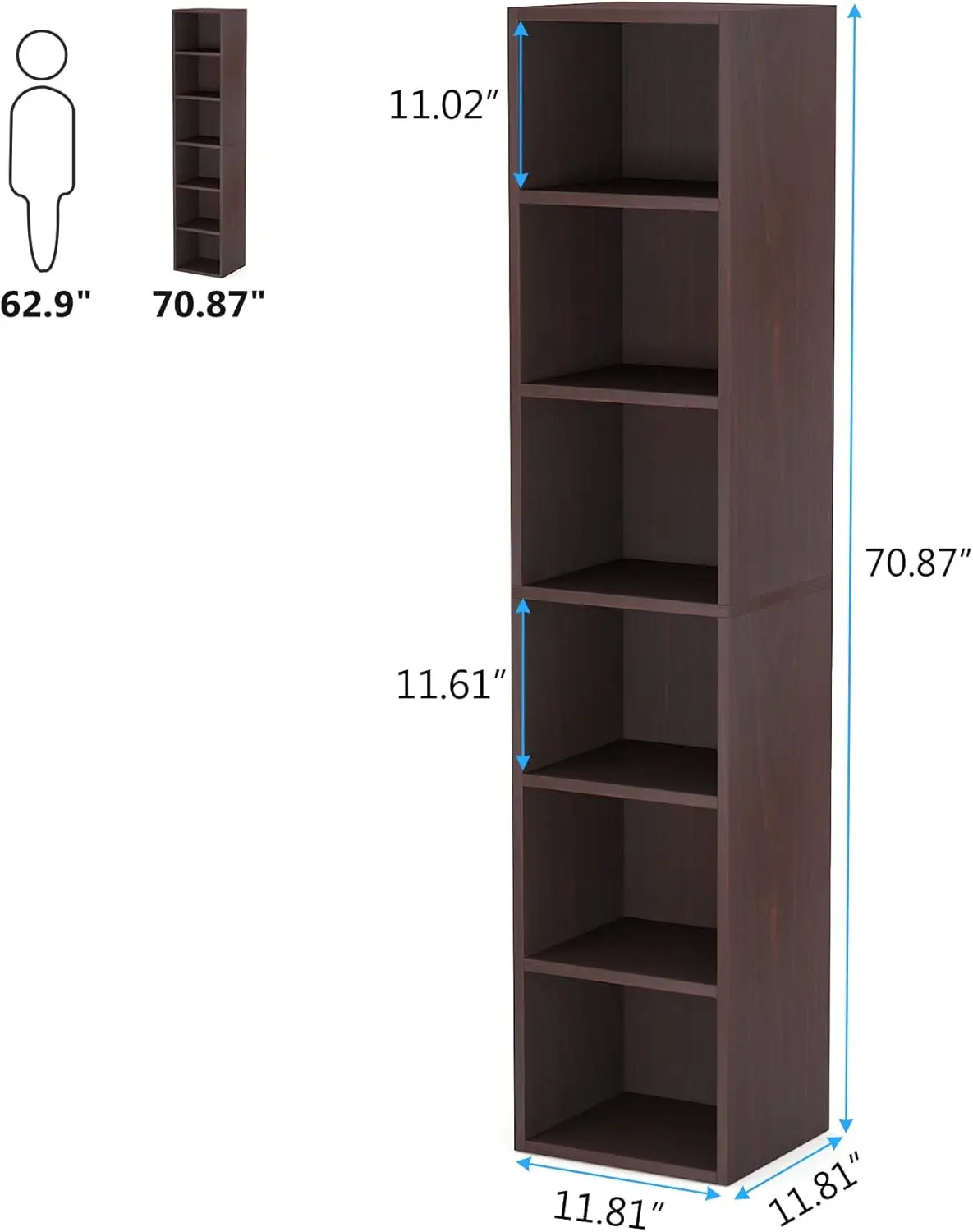 A set of 2 0.9-inch tall narrow bookcases, country corner bookcases with storage, 6-level cube display stands for home offices