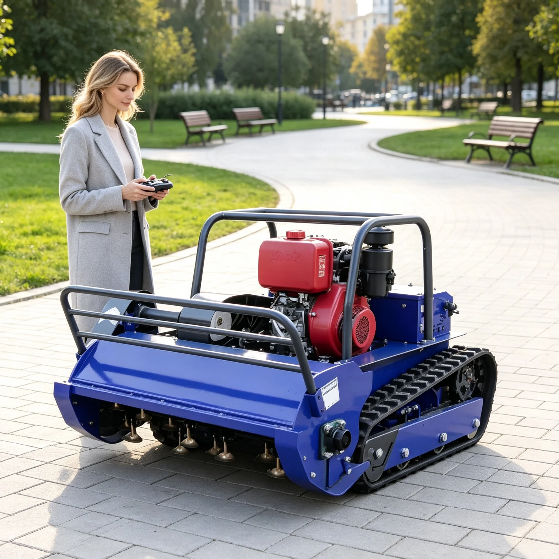 Customized industrial remote module, RC lawn mower 800s Newly upgraded hammer blade with adjustable mowing height completes slop
